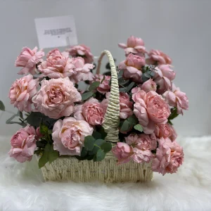 Baby Pink Peonies Basket