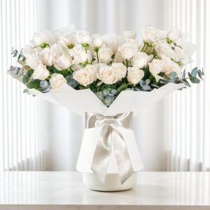 50 White Roses Bouquet