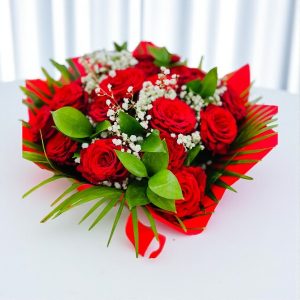 Elegant Red Rose Bridal Bouquet
