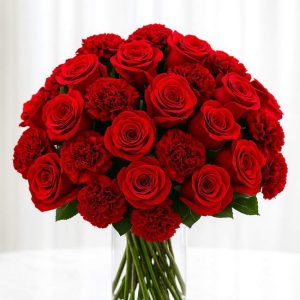 Red Roses and Carnations Vase