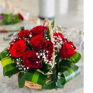 red rose basket