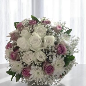 White and Pink Roses Bouquet