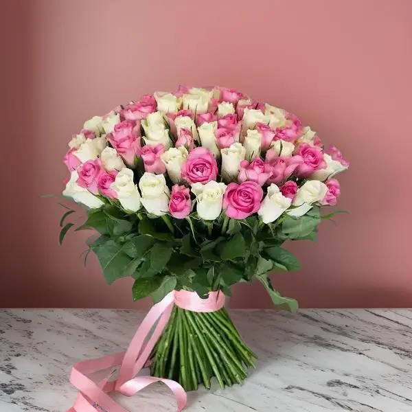 Serene Springs bouquet pink and white roses bouquet